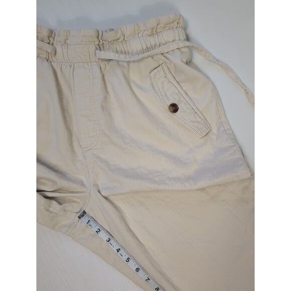 LOFT Pull On Pants Women’s Large Beige Paperbag Waist Casual Lightweight Cotton - Picture 9 of 16